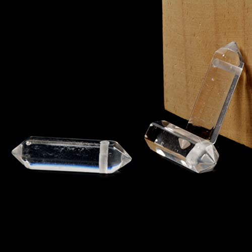 Clear Quartz 32mm Natural Gemstone Hexagonal Wand Jewelry Making Crystal Pointed Chakra Reiki Healing Beads 2mm Hole Drilled(Pack of 10) - color: Clear Quartz