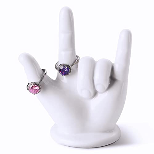 PUDDING CABIN Mothers Day Gifts for Mom Wife, Hand Ring Holder - I LOVE YOU - Wedding Ring Stand, Rings Display, Rings Organizer, Birthday Engagement Gifts for Women, Men, Couple, Home Decor - style: I Love You