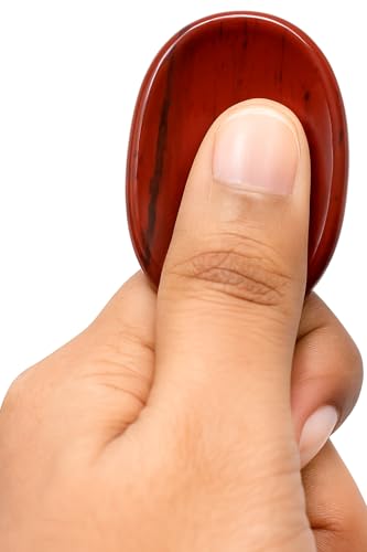 Red Jasper Worry Stone – Natural Thumb Stone for Anxiety Relief, Root Chakra Healing, Meditation, Stress Relief & Pocket Grounding Crystal – Hand-Polished Palm Stone - color: Red Jespar