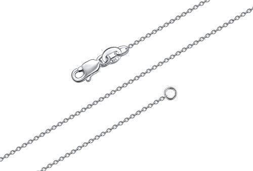 BORUO 925 Sterling Silver Cable Chain Necklace| Waterproof 14K Gold Plated Cable Chain | 1mm 1.5mm Italian Silver Necklace with Lobster Claw Clasp 14-30 Inch - color: Sterling Silver 1mm, size: 20 Inch