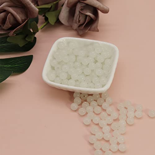 600PCS 8mm White Glass Round Beads Bulk-Imitative Jade Beads-Bracelet Loose Beads for Jewelry Making Earring, Necklaces, and DIY Crafts - size: 8mm White