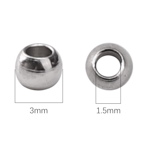 304 Stainless Steel Round Beads 3.0mm 400pcs Spacer Beads for Jewelry DIY Making and Repairing - size: 3.0mm