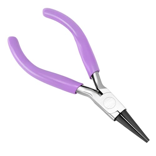 8 PCS 4.5 Inch Round Nose Jewelry Pliers, Purple Jewelry Making Grip with Double Leaf Spring, Perfect for Creating Bracelets, Earrings and Necklaces