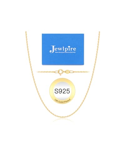 Jewlpire 925 Sterling Silver Chain Necklace Chain for Women 1.1mm Cable Chains Necklace Upgraded Spring-Ring Clasp - Thin & Sturdy Women's Chains Necklaces 14 16 18 20 22 24 Inch - color: 18K Gold Plated, size: 20 Inch