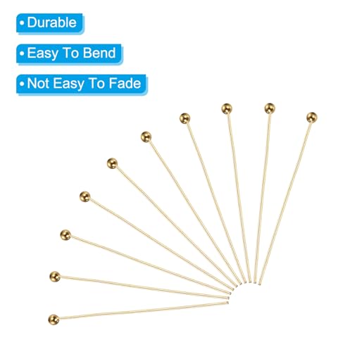PATIKIL 100Pcs Rose Gold Ball Head Pins Jewelry Making 24 Gauge 30mm Wire Head Pins Brass Round Ball Head Pins Metal End Head Pins for DIY Craft Necklaces Bracelets Earrings - color: Rose Gold, size: 30mm