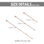 14K Solid Gold Chain Necklace Extender 2-3-4 Inch, Durable Adjustable Gold Chain Extender for Gold Necklace Bracelet - color: Rose Gold