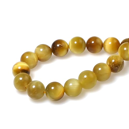MJDCB Natural Stone Beads 12mm 30pcs Round Golden Tiger's Eye Loose Gemstone Bead Charms for Jewelry Making Bracelet Necklace Earring Pendant - color: Golden Tiger's Eye, size: 12mm