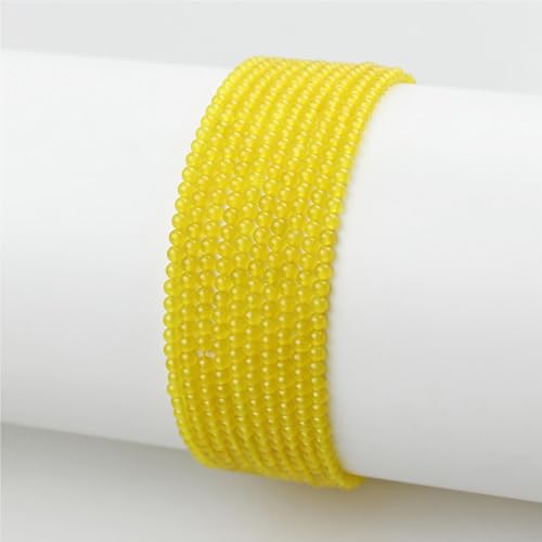 MJDCB 320pcs Natural Small Stone Beads 2mm Yellow Agate Round Smooth Loose Gemstone Bead for Jewelry Making Bracelets Earrings Necklaces Accessories - color: Yellow Agate