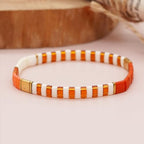 Tila Beaded Stretch Strand Bracelets for Women, Cute Boho Stackable Handmade Colorful Mixed Flat Square Beads Elastic Beach Surfer Bracelet Trendy Jewelry Friend Gift - color: 0901I