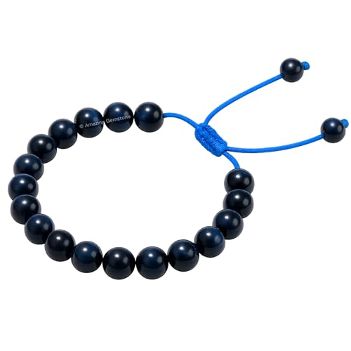 Amazing Gemstone Blue Tiger Eye Bracelet for Women Men's Gifts - Protection Healing Crystal Bracelet - 8mm Gemstone Beaded Adjustable Bracelet Pulseras Para Hombres Mujer Stocking Stuffers - color: Blue Tiger Eye