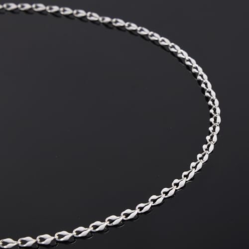 YOUBEIYEE 2 Meters White Enamel Cable Chain Silver Plated Chains Bulk for Women Bracelet Necklace DIY Brass Chains for Jewelry Making - color: White Silver