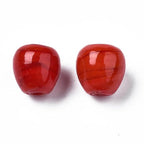 Ipotkitt 100 pcs Red Handmade Lampwork Apple-Shaped Beads Cherry Fruit Food Glass Spacer Bead for DIY Jewelry Making Bracelet Necklace Earrings Keychains Phone Crafts