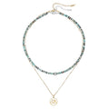 Plumiss Boho Handmade Natural Jasper Stone Beaded Crystal Mixed Strand Short Necklace for Women Girl - color: African Turquoise