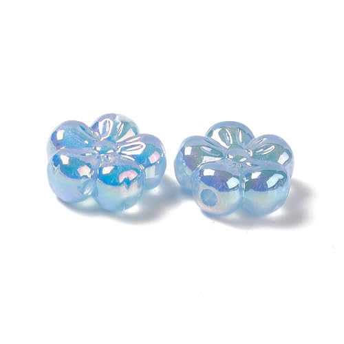 LiQunSweet 20 Pcs 5 Petal Plum Blossom Flowers Acrylic Beads UV Plating Rainbow Iridescent Floral Loose Beads for DIY Jewelry Bracelet Necklace Crafts - color: 5 Petal Flowers Acrylic Beads_20 Pcs