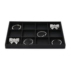 Black PU Leather Jewelry Display Flat Tray Ring Necklace Watch Organizer Display Tray (1 grid) - style: 12 Grids