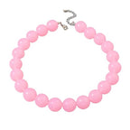 Colorful Chunky Beaded Necklace for Women Acrylic Bead Choker Necklaces Fashion Large Round Beads Necklaces for Women Handmade Summer Jewelry - color: Pink Beaded Necklace