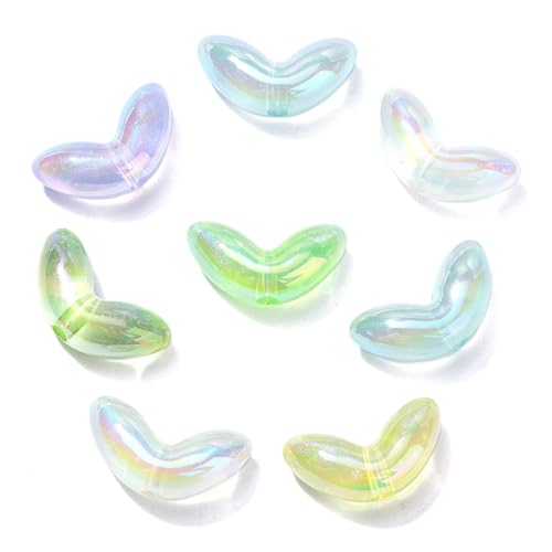 LiQunSweet 20 Pcs Transparent Luminous Leaf Acrylic Beads UV Plating Iridescent Leaves Beads Glow in The Dark for DIY Jewelry Crafts Home Decoration - color: Luminous Leaf Acrylic Beads_20 Pcs