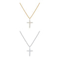 PAVOI 14K Gold Plated Cubic Zirconia Cross Necklace for Women | Cross Faith Pendant Necklaces - color: White & Yellow Pack