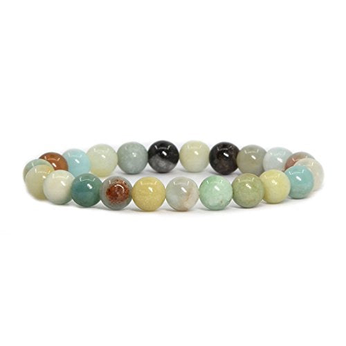 Justinstones Gem Semi Precious Gemstone 8mm Round Beads Stretch Bracelet 7 Inch Unisex - color: Multicolor Amazonite