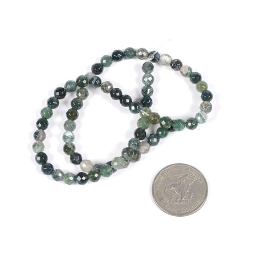 6mm Moss Agate Faceted Gemstone Round Loose Beads Strand 15.5-16" DIY Jewelry Making - color: Moss Agate