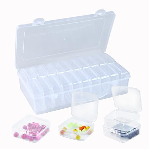 20-Piece Clear Plastic Storage Box Set - Midsize Craft Organizer with Lids, Bead Containers & Jewelry Organizer for DIY Crafts, Fishing Accessories, and More - Durable, Stackable, and Portable Design - color: Transparent-20PCS