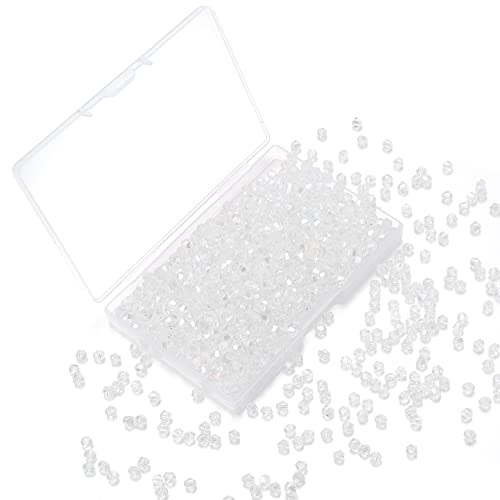 1000pcs Crystal Glass Beads 4mm Bulk Faceted Bicone Spacer Beads for DIY Jewelry Making - color: white AB, size: 4mm