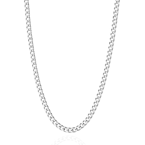 3.5mm/5mm Silver Stainless Steel Cuban Link Chain Necklace Jewelry for Men, 18-26 Inches - size: 26 Inches, style: 3.5mm-Silver