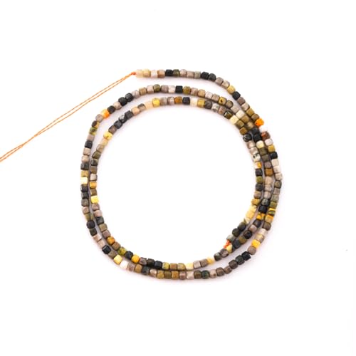 Faceted Natural Bumble bee Jasper 2-3mm Cube Square Loose Beads Gemstone Small Loose Beads Healing Crystal Energy Stone for DIY Jewelry Making 15" - color: Bumble bee Jasper
