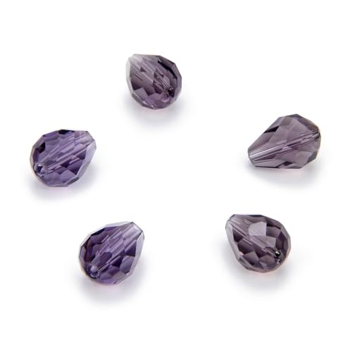 24pcs Adabele Austrian 8mm Faceted Teardrop Loose Crystal Beads Dark Violet Compatible with 5500 Swarovski Crystals Preciosa SST-822 - color: Dark Violet, size: 8mm x 6mm - 24pcs