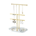 Saydear Elegant Jewelry holder Organizer 2-Tier Display Storage Stand for Earrings Necklaces with Ring Tray Spacious and Durable, Easy to Assemble White & Gold - color: White & Gold