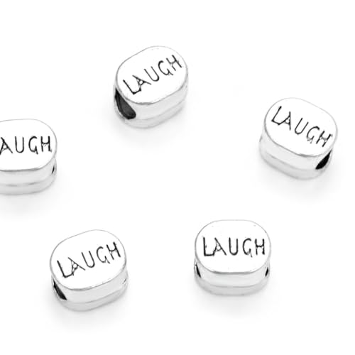 20pcs Laugh Large Hole Happiness Loose Beads (4.5mm Hole) Antique Silver Metal Spacer for DIY Craft Jewelry Making MEC-C5 - size: Laugh Bead