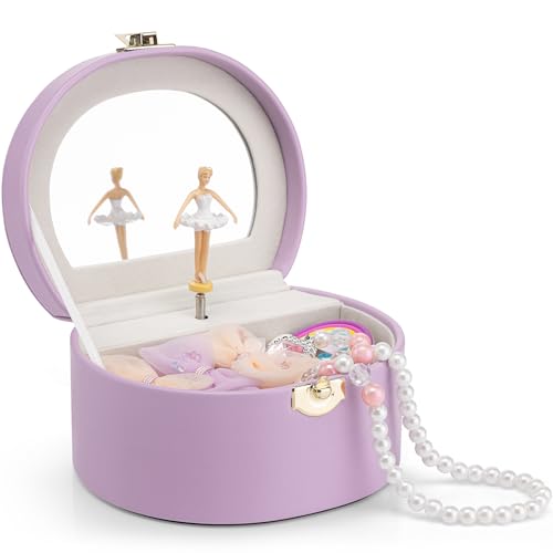 VLANDO Bithday Gifts for Girl, Musical Jewelry Box for Girls, Small Kid Music Box with Ballerina for Party Bedroom Decor, Gifts for Girls Kids - Purple - color: B.Purple
