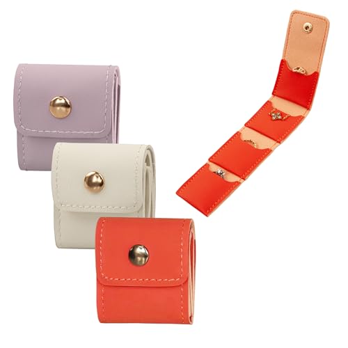 Mini Travel Jewelry Bag Jewelry Roll for Necklaces Earrings Rings Foldable Jewelry Organizer with Buckle Jewelry Storage Organizer - color: Beige + Orange + Purple