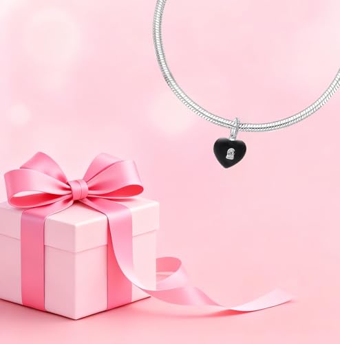 Mother Heart Charms for Bracelets Love Mom Flowers Charm Jewellery for Women - style: Black Heart