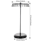 2 Pcs Rotating Necklace Holder Metal Necklace Stand Organizer for Bracelet Earring Keychain Ring Jewelry Display, 14.5 Inch with 23 Hooks (Black)