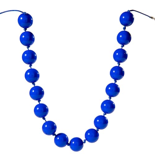 Caiyao Bohemian Colorful Acrylic Round Beaded Choker Necklaces Handmade Adjustable Resin Beads Clavicle Rope Necklace for Women Men Ethnic Costume Party Vacation Jewelry Gifts - color: Blue