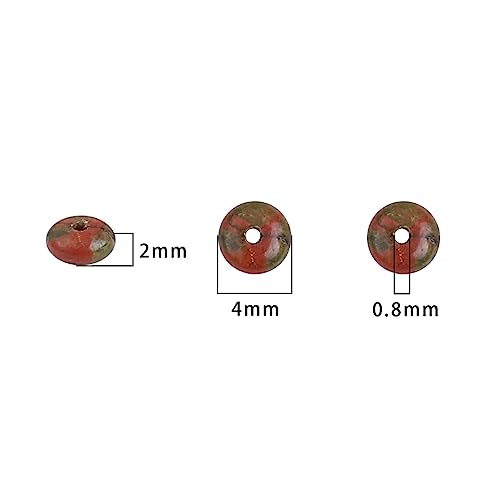 BEADIA Natural Unakite Spacer Beads Caps Rondelle Disk Loose Beads for Beading Jewelry Making 4mmx2mm 38cm - color: Unakite, size: Rondelle Disk 4mm x 2mm