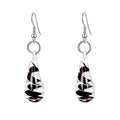 Glass Water Drop Shape Glaze Spiral Dangle Earrings Lampwork Handmade Glass Bead Geometric Earrings for Women Jewelry - color: Black