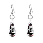 Glass Water Drop Shape Glaze Spiral Dangle Earrings Lampwork Handmade Glass Bead Geometric Earrings for Women Jewelry - color: Black