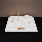 2 Slot PU Leather Ring Stand Rings Display Holder Rings Organizer Jewelry Display Showcase (White) - size: 3.15" x 3.14" x 0.98"