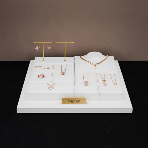 2 Slot PU Leather T-bar Earrings Jewelry Stand Holder Earring Display Rack (White) - size: 6.3" x 3.15" x 4.13"