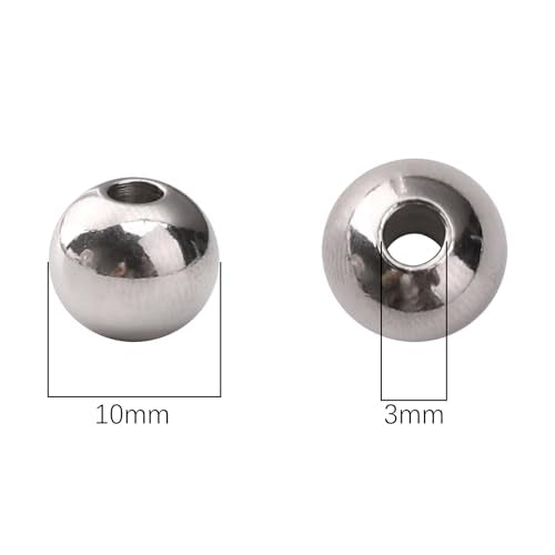 304 Stainless Steel Round Beads 10mm 36pcs Spacer Beads for Jewelry DIY Making and Repairing - size: 10.0mm
