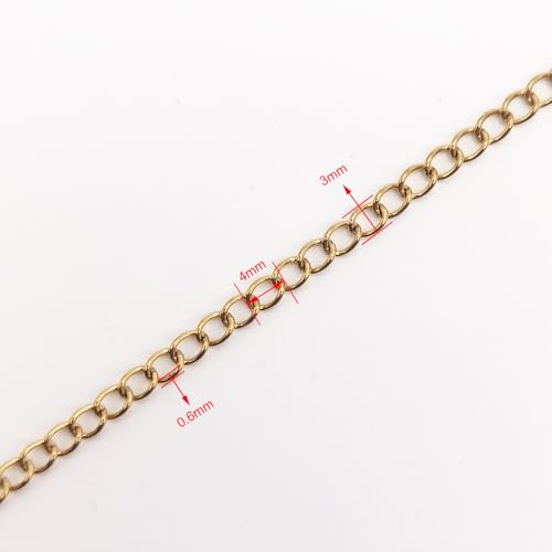 Vacuum Plating 15 Foot Curb Chains INSPIRELLE 3mm Long Lasting Gold Plated Stainless Steel Extender Chain for Bracelet Necklace Jewelry Making - color: Dark Gold - 15 Foot
