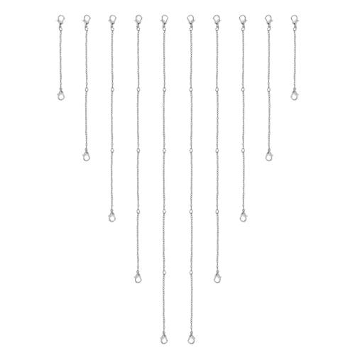 10 Pack Necklace Extenders, Alloy Extender Chains Set, Necklace Extender, Necklace Extendaer, Stainless Steel Necklace Extender, Necklace Extension, Jewelry Extenders for Necklaces (Silver) - color: Silver
