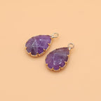 QSLLER 10PCS Waterdrop Shape Natural Stone Pendants Faceted Crystal Agate Amethyst Stone for Jewelry Making Necklace Bracelet