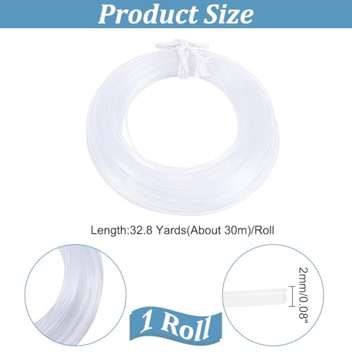 32.8 Yard Nylon Memory Wire 0.08 Inch Diameter Clear Plastic Wire White Boning Roll Clear Memory Brim Lines Crinoline Boning for Bridal Dress Hat Brims Jewelry Making - size: 2mm
