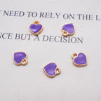 200 pcs Tiny Heart Enamel Charm Gold Plated Alloy Love Pendant Bracelet Earring Keychain Jewelry Crafts 6x8mm - color: Purple