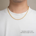2.5mm/3mm/4mm Silver/Gold Stainless Steel Wheat Chain Necklace Jewelry for Men Women - size: 20 Inches, style: 3mm-Gold