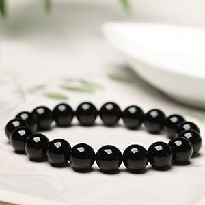 Handmade 8mm Beaded Bracelets For Men Protection Bracelet For Women Chakra Feng Shui Stretchy Handmade Lucky Money Stretchy Crystal Bracelets Best Gifts - color: Black Tourmaline 1PCS