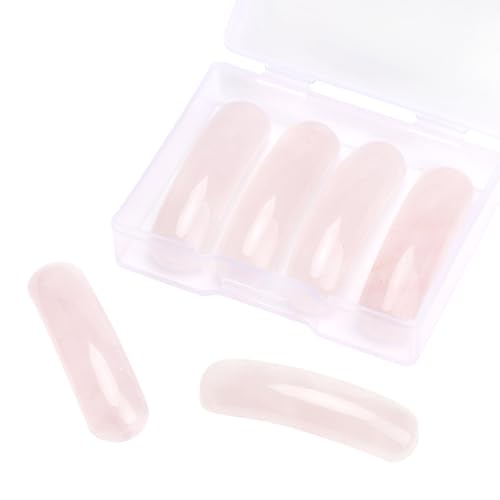 BEADIA Curved Rose Quartz Stone Beads 36x10mm 4pcs for DIY Bracelet Jewelry Making - color: Rose Quartz